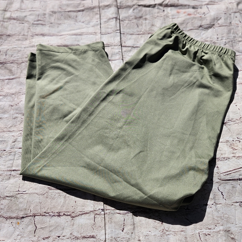 Green Women Capri Elastic Waist Pants XL